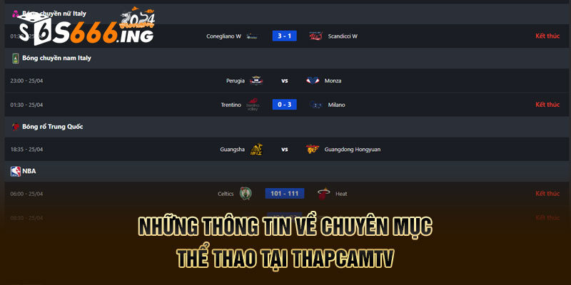 Những thông tin về chuyên mục thể thao tại ThapcamTV